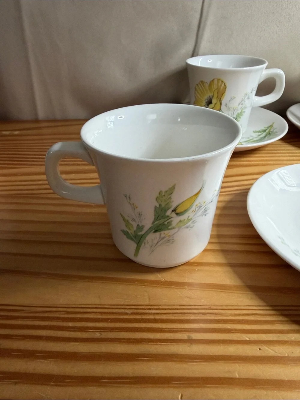 Vintage Noritake Craftone Buttercup 8769 Cups and Saucers Set of 5 Pairs